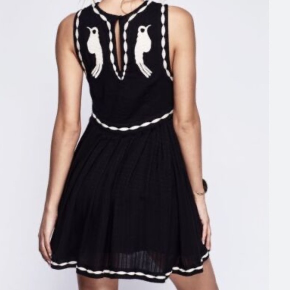 NWT free people birds of a feather black embroidered dress size 4 - Picture 4 of 8
